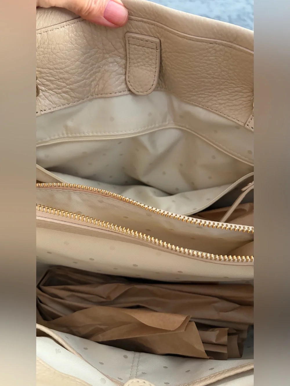 Kate Spade Cream Pebbled Leather Chain Tote